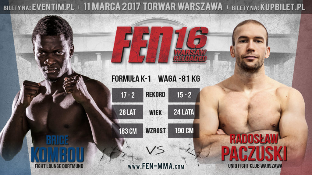 Radosław Paczuski vs Brice Kombou w debiucie na gali FEN 16 Warsaw Reloaded