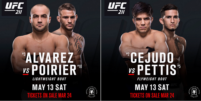 Alvarez vs. Poirier oraz Cejudo vs. Pettis dodane do rozpiski UFC 211 w Dallas