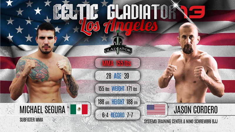 Michael Segura vs Jason Cordero na Celtic Gladiator 13 Los Angeles