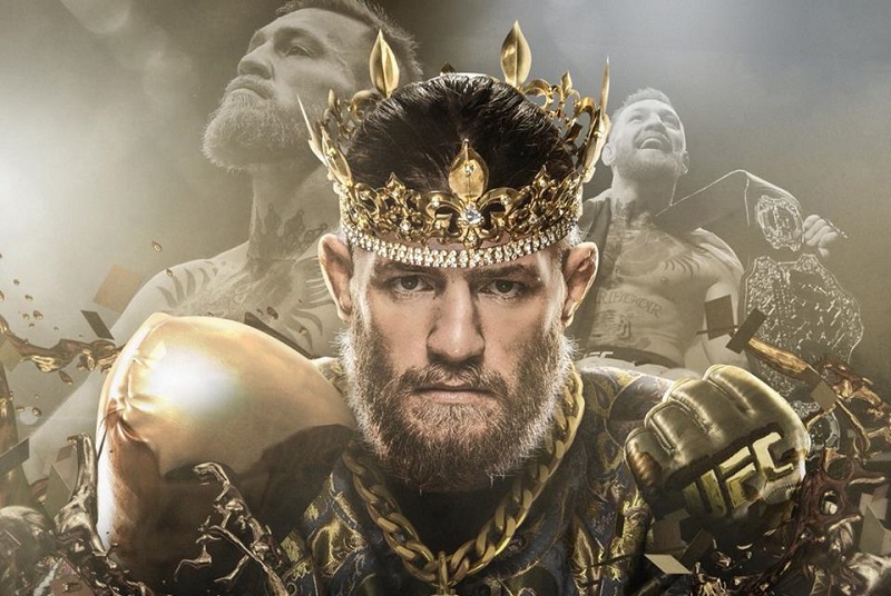 Nowe produkty w sklepie UFC z okazji powrotu McGregora opatrzone hasłem: „The King is back”