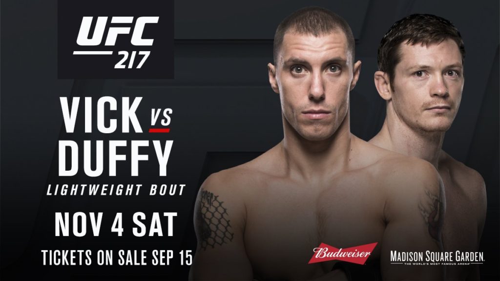 James Vick vs. Joseph Duffy – walka oficjalnie dodana do rozpiski gali UFC 217