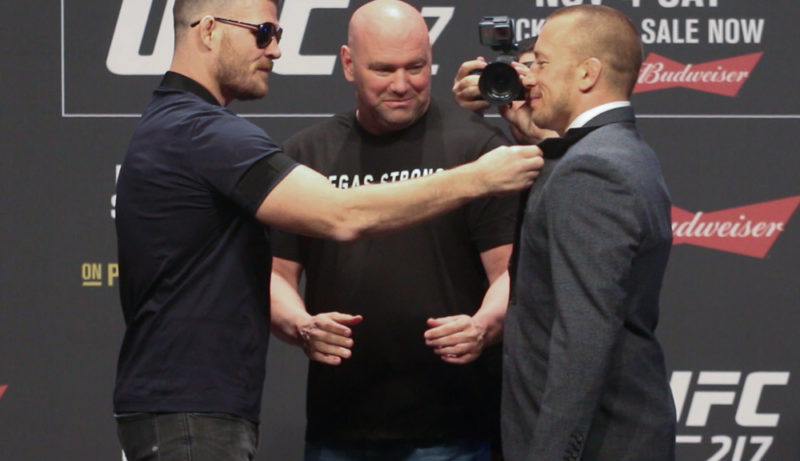 Michael Bisping znowu prowokuje GSP podczas spotkania twarzą w twarz [WIDEO]