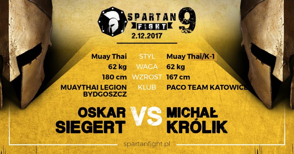 Michał Królik vs. Oskar Siegert – walka w formule K1 dodana do karty Spartan Fight 9