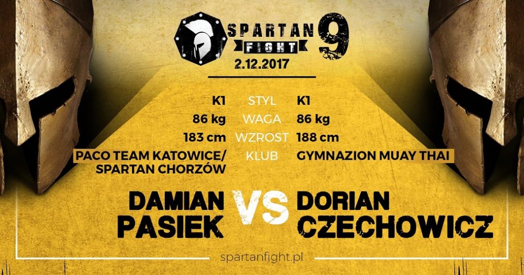 Starcie w formule K1: Damian Pasiek vs. Dorian Czechowicz dodane do karty Spartan Fight 9