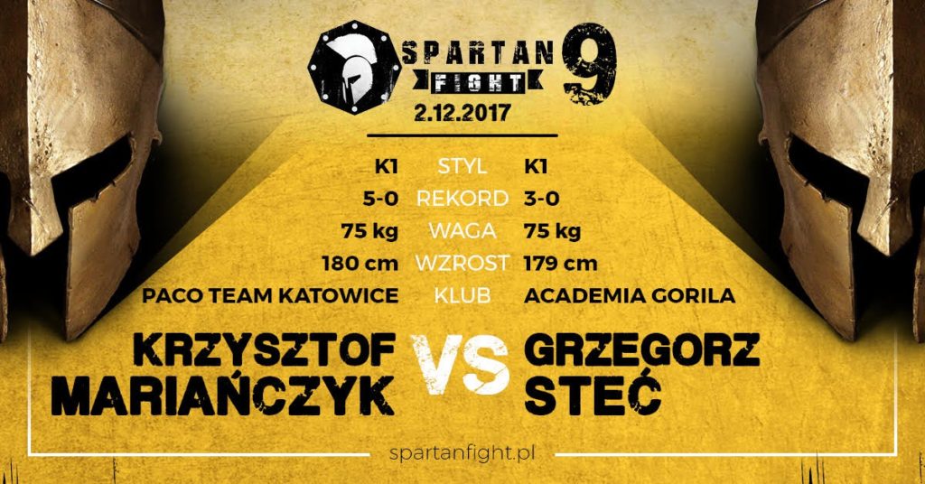 Starcie w formule K1: Krzysztof Mariańczyk vs. Grzegorz Steć dodane do karty Spartan Fight 9