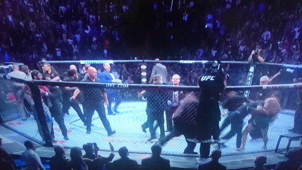 Awantura po walce wieczoru UFC 229! Khabib wyskoczył z klatki, McGregor został zaatakowany! [WIDEO]