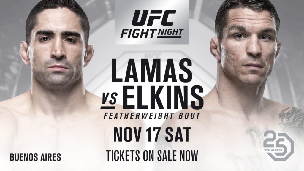 Starcie Lamasa z Elkinsem co-main eventem UFC w Argentynie