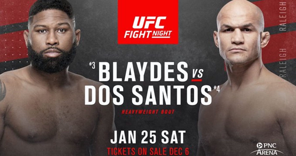 Junior dos Santos vs. Curtis Blaydes walką wieczoru na UFC on ESPN+24 w Raleigh