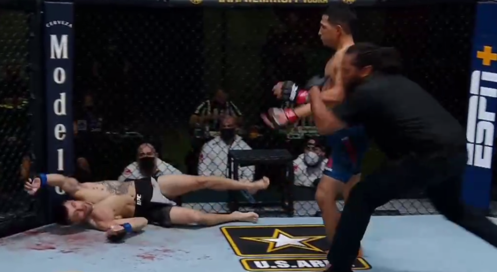 UFC on ESPN+ 39: Adrian Yanez znokautował Victora Rodrigueza wysokim kopnięciem [WIDEO]
