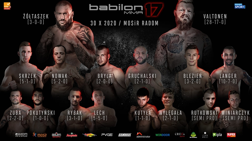 Babilon MMA 17: Żółtaszek vs. Valtonen – karta walk. Gdzie i jak oglądać?