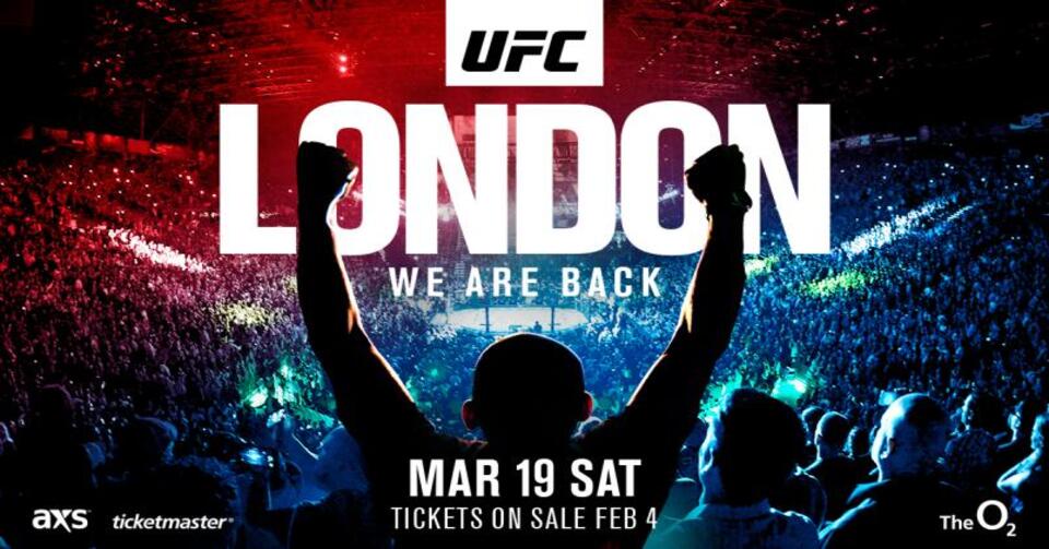 UFC wraca do Londynu! Gala odbędzie się 19 marca w O2 Arenie