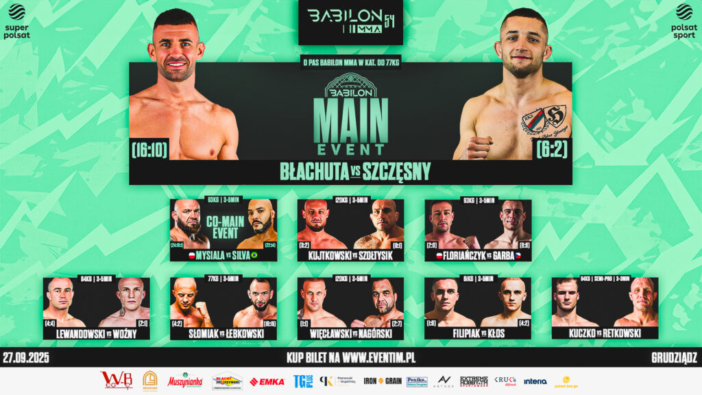 Babilon MMA 54: Błachuta vs Szczęsny – pełna karta walk gali w Grudziądzu Babilon MMA 54: Błachuta vs Szczęsny – pełna karta walk gali w Grudziądzu