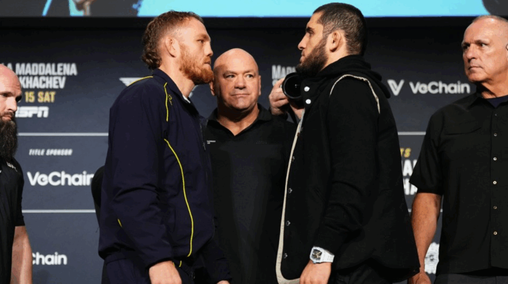 Napięta atmosfera między Della Maddaleną i Makhachevem. White musiał interweniować podczas face-offu przed UFC 322 [WIDEO]