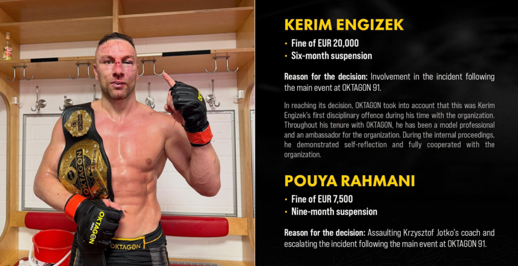 OKTAGON MMA wymierzył kary po skandalu na gali w Kolonii. Engizek zawieszony OKTAGON MMA wymierzył kary po skandalu na gali w Kolonii. Engizek zawieszony