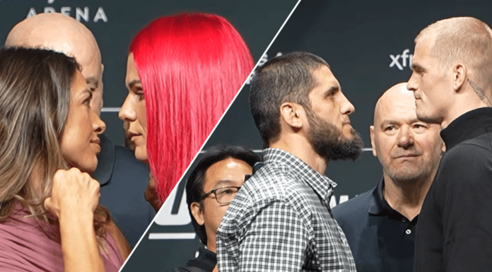 Bohaterowie walk mistrzowskich UFC 330 twarzą w twarz [WIDEO]